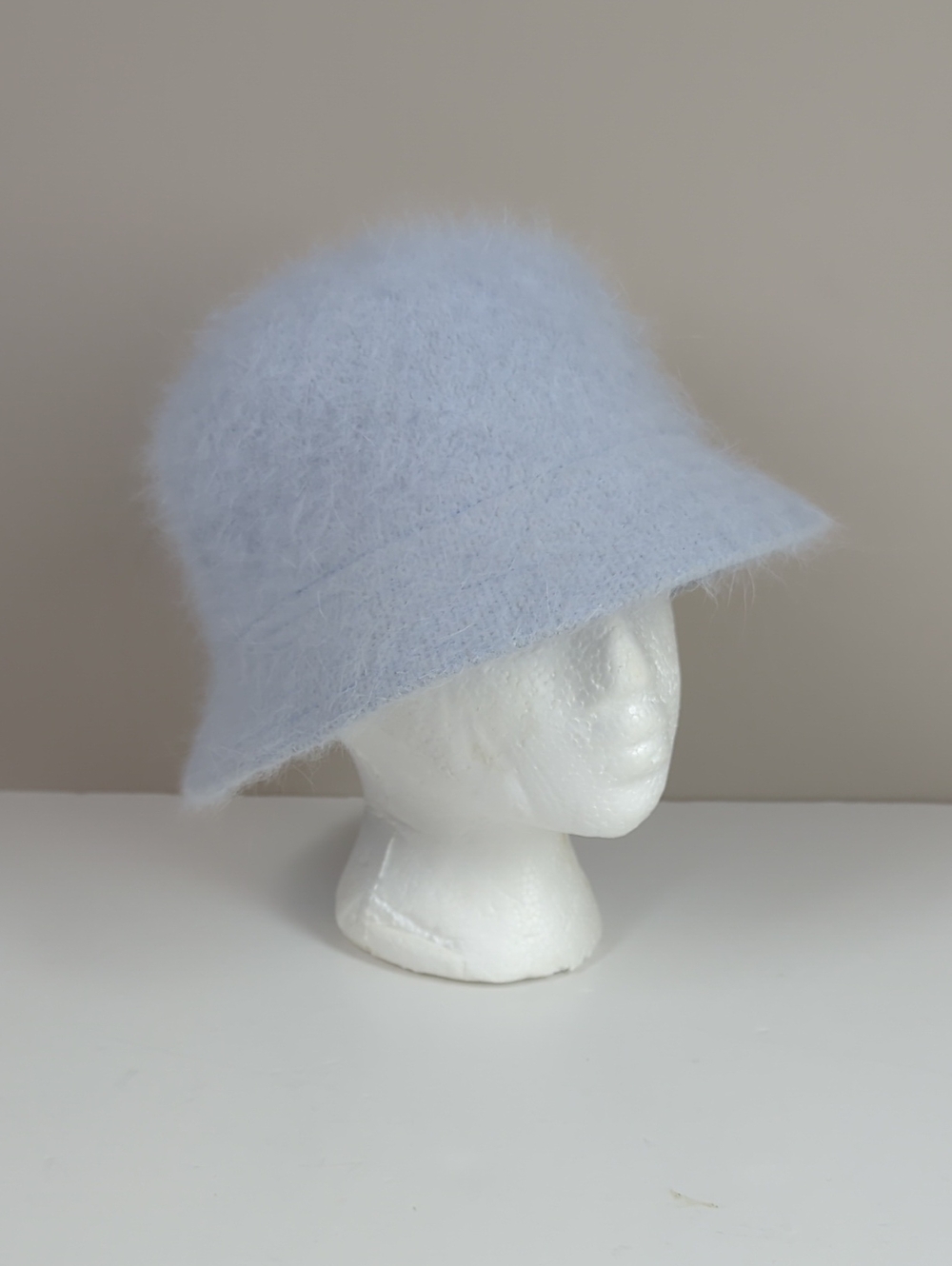 David And Young Fuzzy Blue  Bucket Hat - Women's Soft Angora Hat